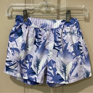 Columbia PFG Girls Floral Blue Patterned Shorts SZ S
